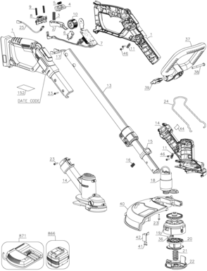 Part Location Diagram of 90564281C DeWALT SA SPOOL AND LINE, SINGLE